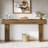 63 Inch Rattan Console Table, Farmhouse Entryway Table Sofa Table With Heavy Duty Legs