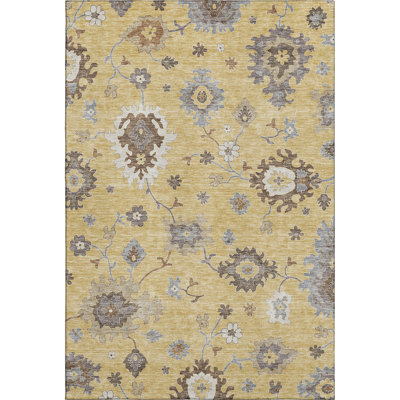 Premium Machine Washable Prisco Gold Rug