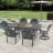 6-Person Rectangular Cast Aluminum Patio Dining Set with 2 Swivel Chairs & Cushions & Umbrella Hole