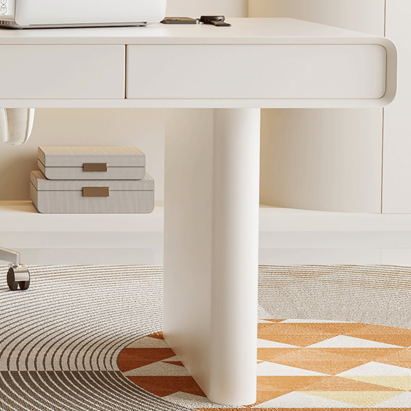 Bureau crème pour le travail et le rangement, H 29,53 po x l 62,99 po x P 27,56 po