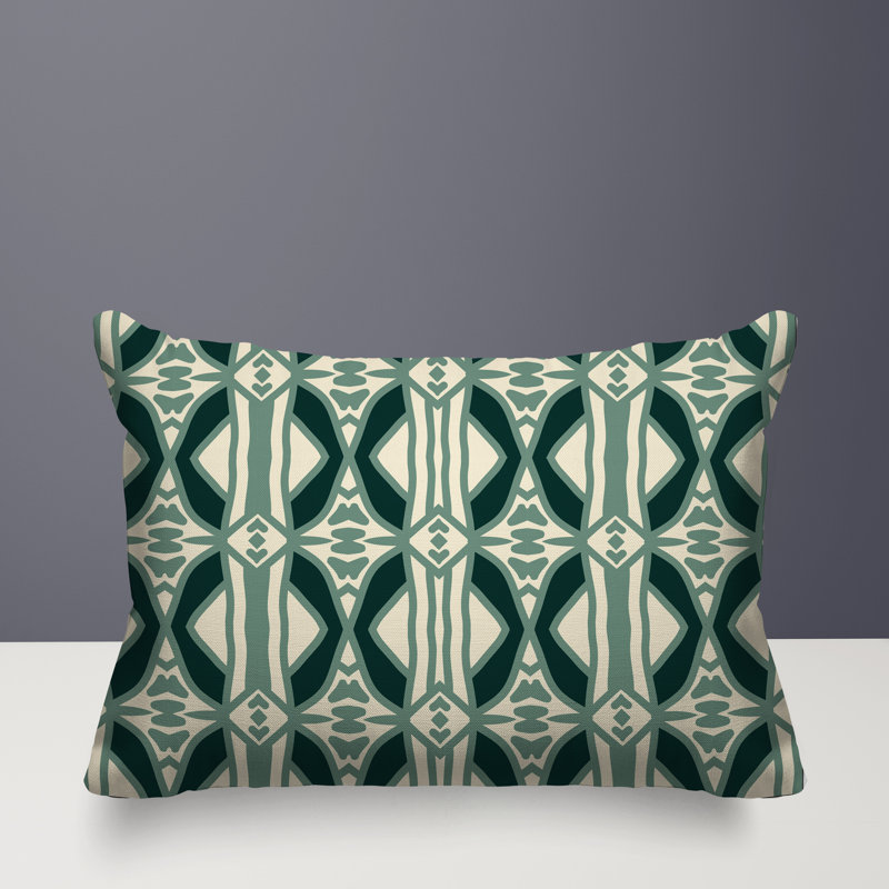 Sunderland Reversible Indoor/Outdoor Rectangular Pillow, Rectangle 14"H x 20"W, Green
