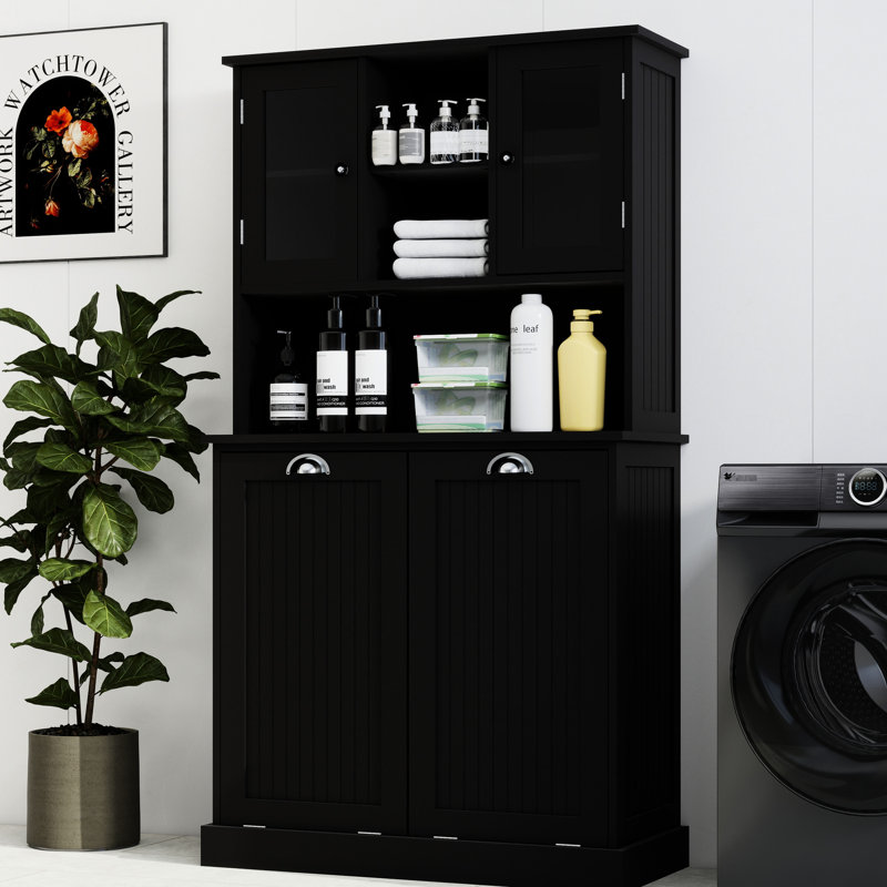 Armoire de salle de bain noire. Fabrication E1, support de charge de 150 lb. Maximisez l'espace avec les tablettes réglables. Gardez les sacs amovibles organisés. Poignée carrée attrayante. Enduit pour une surface lisse.