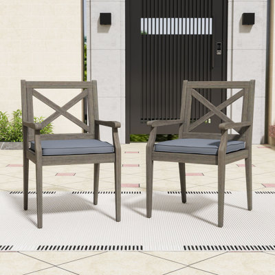 Elegant Outdoor Wooden Dining Chairs with Water-Resistant Cushions and Durable Frame
