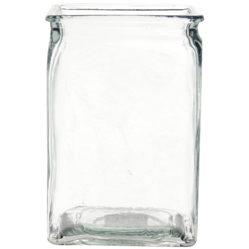 Glass Cube Vase, 6" H x 4" W x 4" D