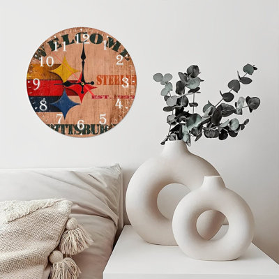 Horloge murale en bois 10 po, mouvement silencieux, à piles (piles AA non incluses), décor artistique, parfait pour les décorations