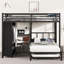 Grand lit superposé simple avec lit gigogne, bureau pliable, garde-robe encastrée, stable, conception à réduction de bruit et lit noir en métal rouillé, lit simple, placard, revêtement pour une utilisation à long terme