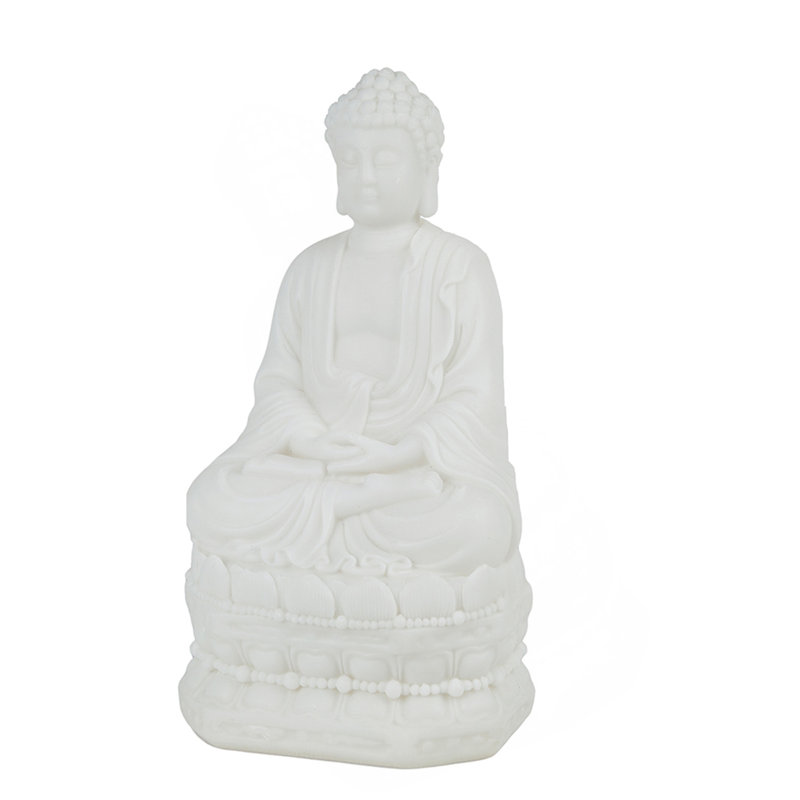5.5X4.7X11.8" White Sitting Buddha Figure