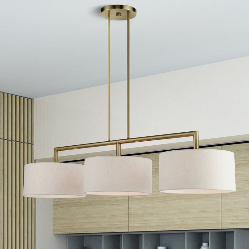 Luminaire suspendu pour îlot de cuisine 3 lumières Konur , Laiton antique