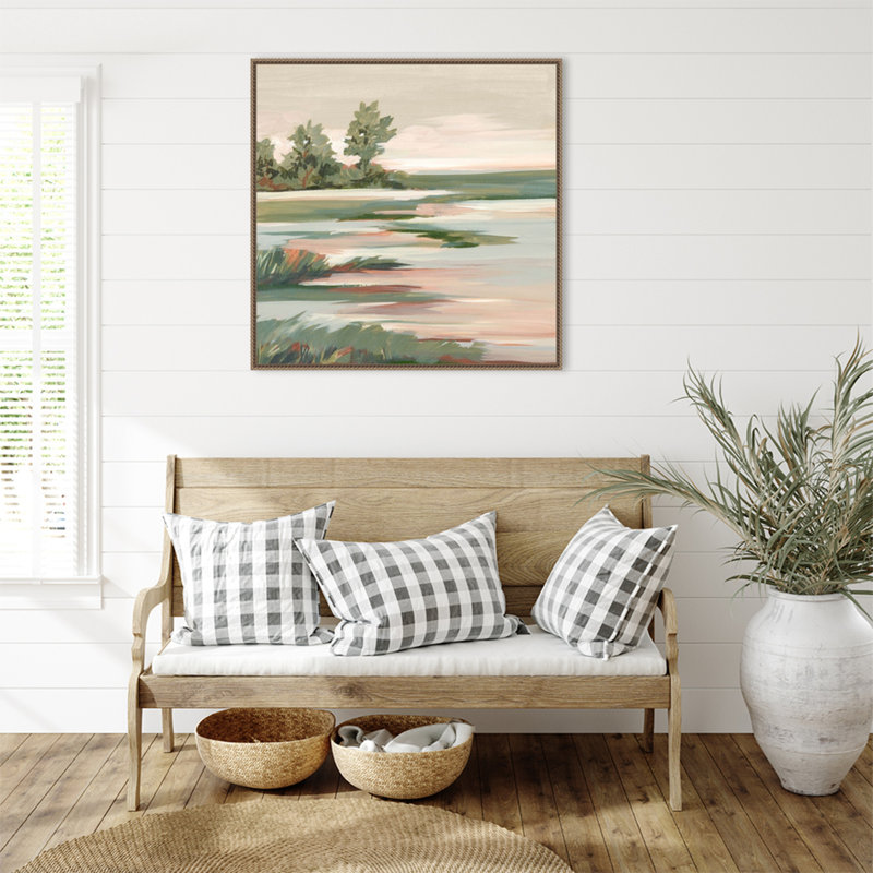 «Quiet Marsh Under Soft Skies No. 2» par Lera, reproduction d'art sur toile encadrée, 30 x 30