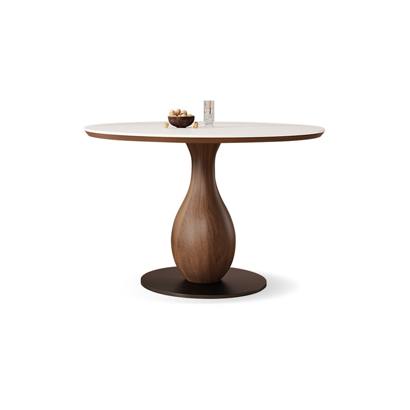 White Round Sintered Stone Dining table, 29.53"H x 39.37"L x 39.37"W