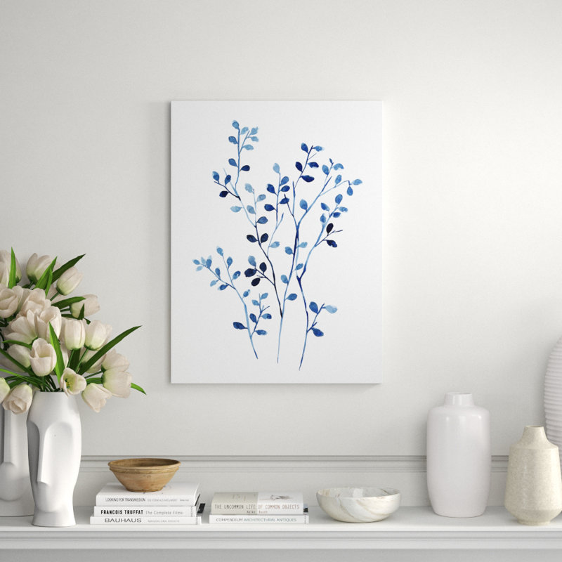 Foglie Blu IV Print by Barclay Butera, 32" H x 24" W, Image Brush Gel