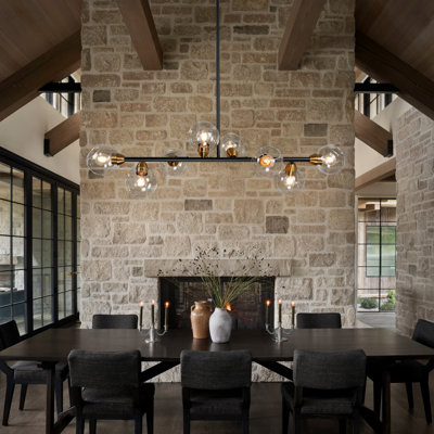 8 - Light Dimmable Bubble Glass  Modern Linear Chandelier For Kitchen Island Dining Room