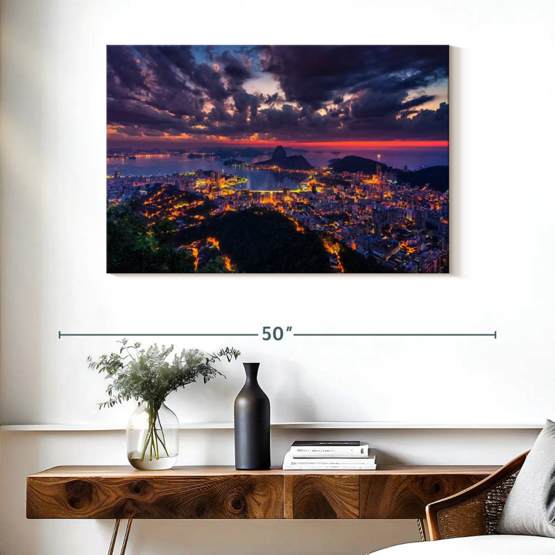 Nicci Rio De Janeiro Evening Skyline, 26" H x 39" W