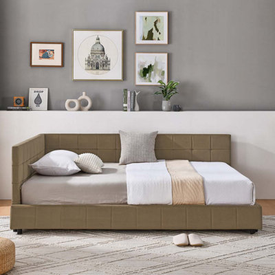 Velvet Daybed,Upholstered Tufted Bed Frame, Sofa Bed Frame with Comfortable Backrest and Armrests