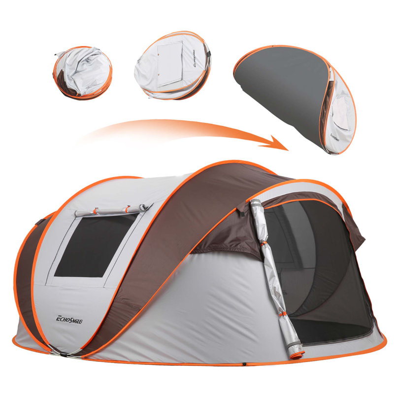 Tente de bateau escamotable blanche et orange 4-6 personnes