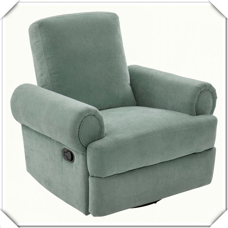 Manual Swivel Rocker Recliner Sofa Adjustable Backrest Living Room Bedroom Nursery Functional Comfortable Stylish, Mint Green