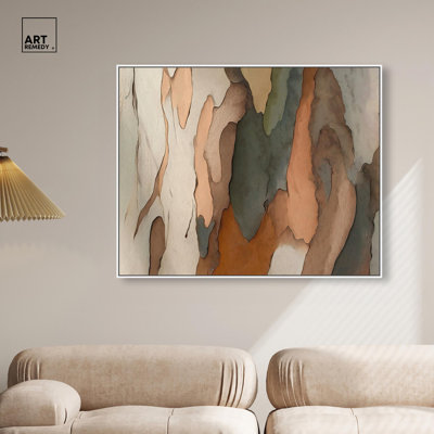 Impression sur toile Bark Layers par Art Remedy, cadre blanc, 36 x 30