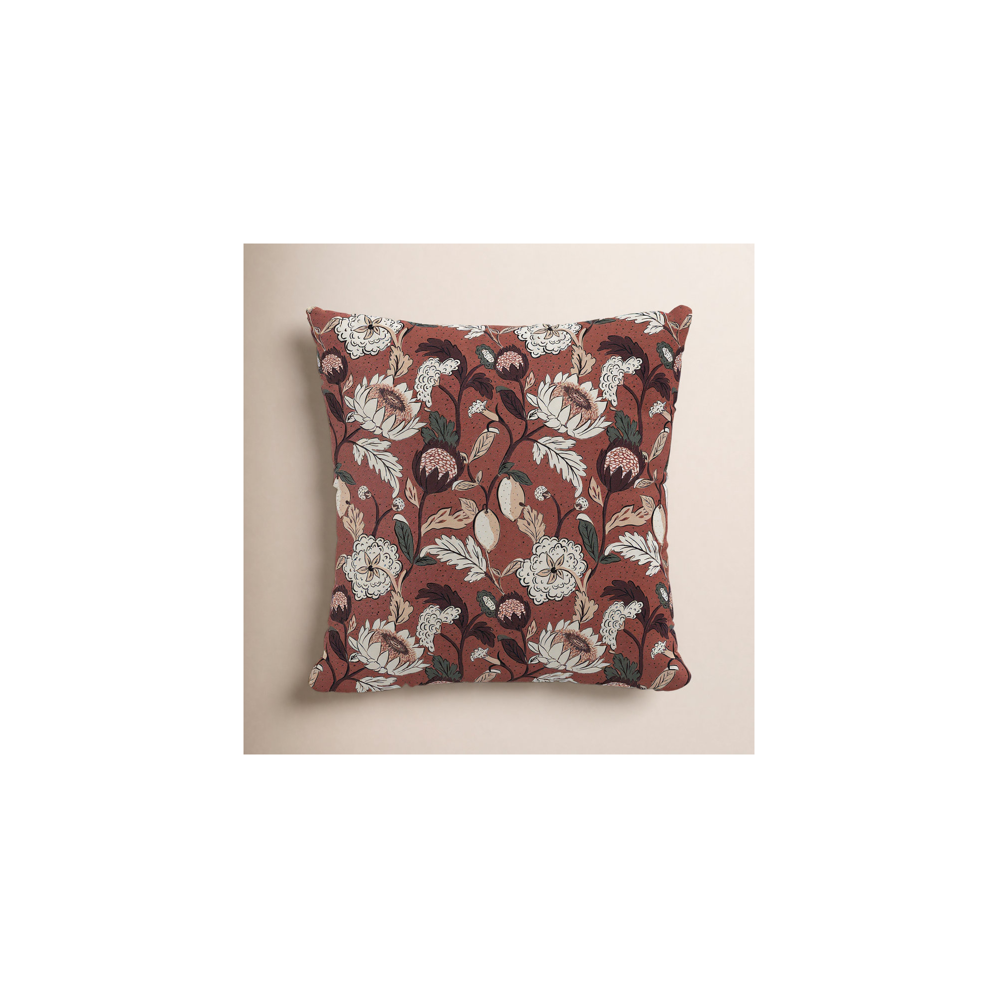 Arkins Floral Cotton Throw Pillow, Dottie Floral Weathered Rose OGA, 22, Feather