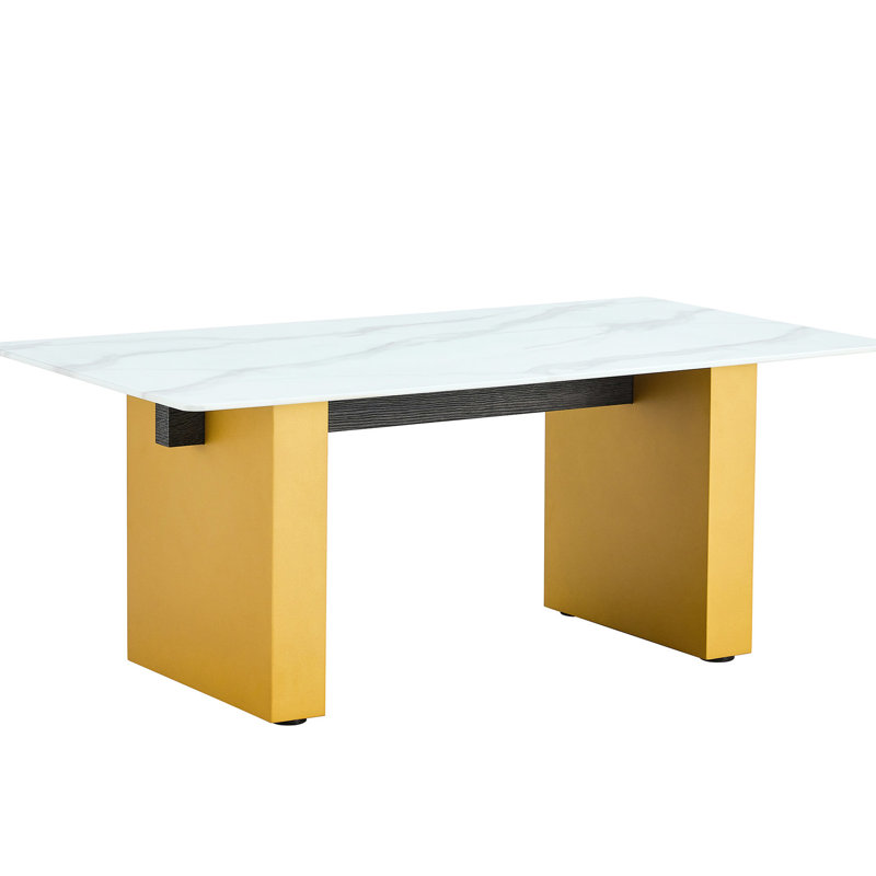 Table basse et salle à manger en verre trempé Golden Decor