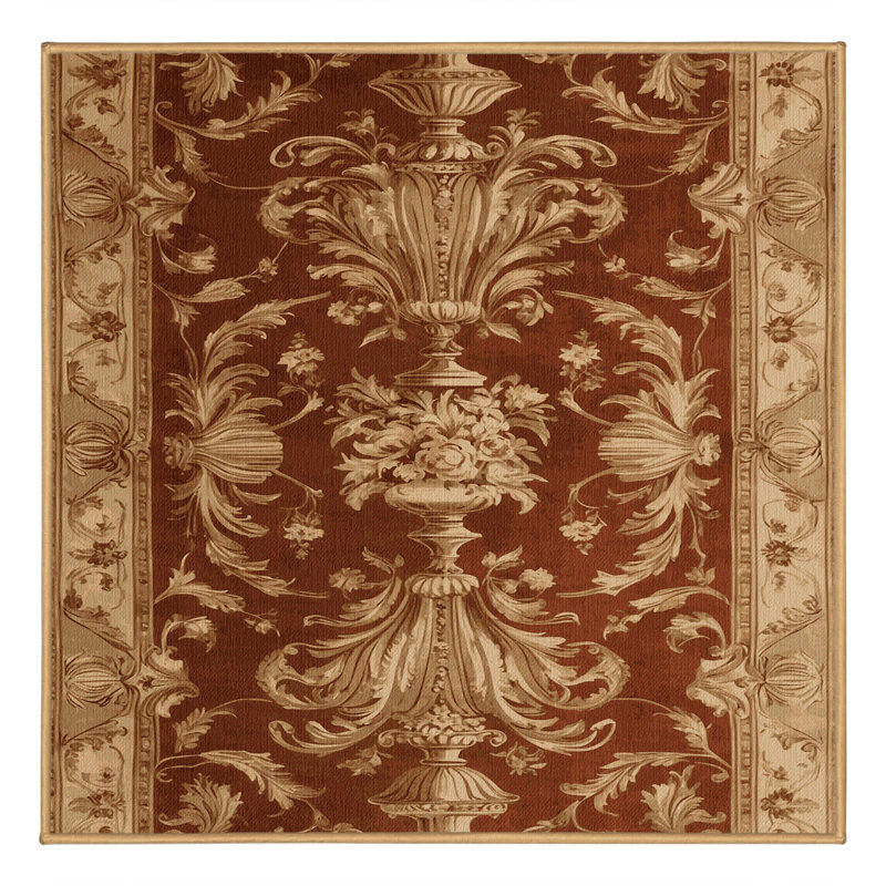 Tapis brun français lavable à la machine, Carré 7 pi