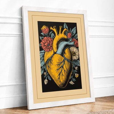Golden Heart in Bloom Botanical - Framed Print