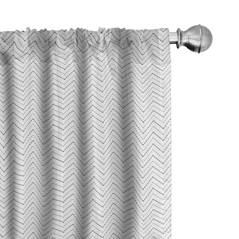 Herringbone Chevron Semi-Sheer Rod Pocket Curtain Panels, 28" x 95", Pale Taupe/Black