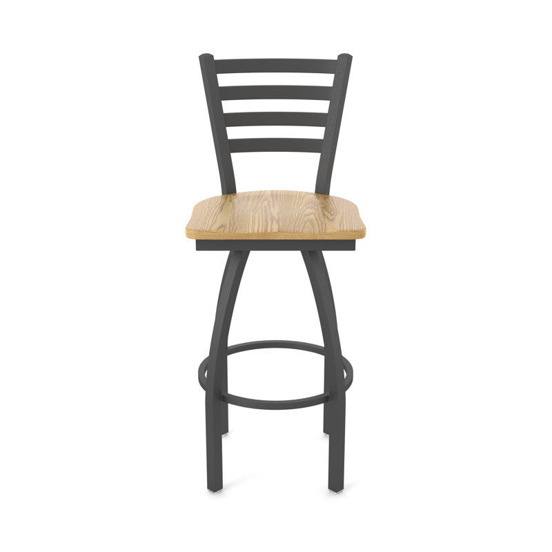 Tabouret pivotant Jackie, Bois - Chêne naturel, Étain, Tabouret de comptoir (siège d'une hauteur de 25 p