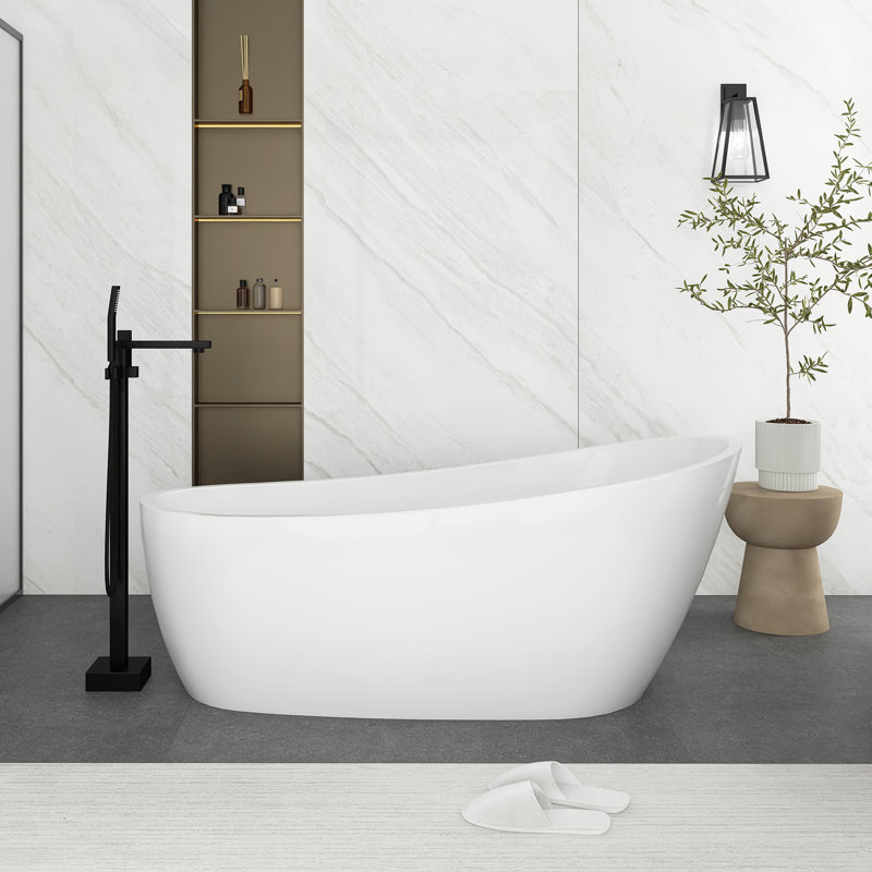 Baignoire de trempage autoportante en acrylique 59,06 po x 29,13 po