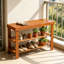 Banc de rangement pour chaussures à 2 niveaux en bambou, banc de rangement pour chaussures avec étagère de rangement, organisateur à surface plane pour vestibule, vestibule et buanderie