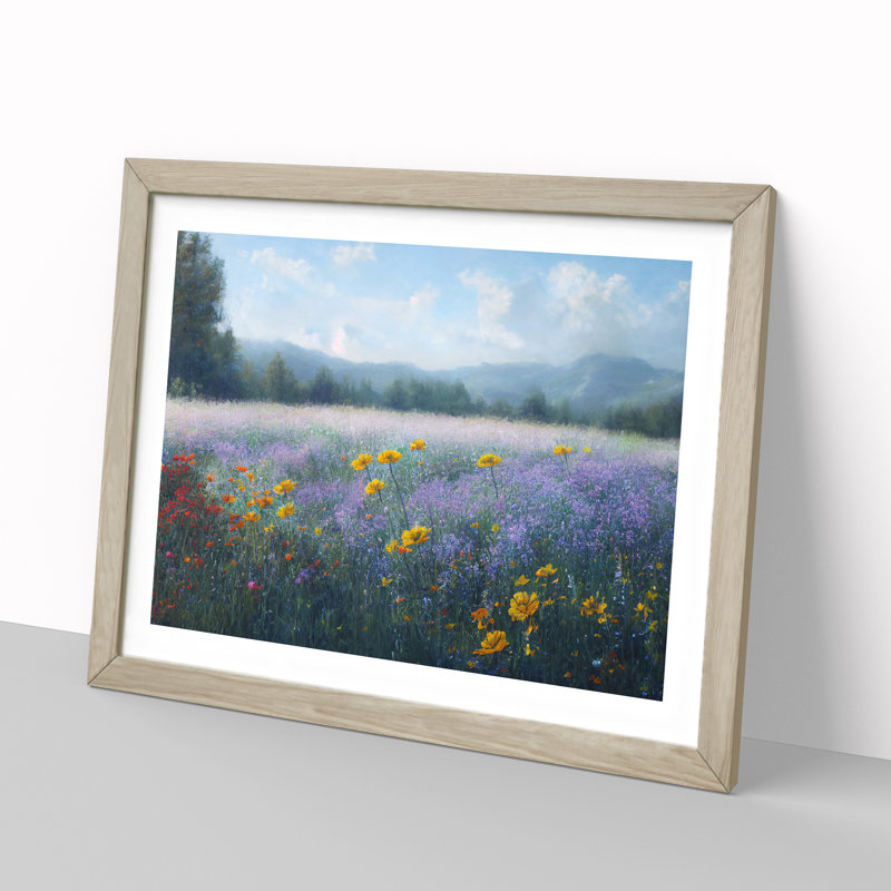Distinguished Wildflowers Floral - Single Picture Frame Painting, 25cm H x 34cm W x 2cm D, Oak