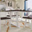 Ensemble de table de salle à manger en bois espresso et blanc 6 pièces avec 4 chaises et un long banc-612127831-612127830