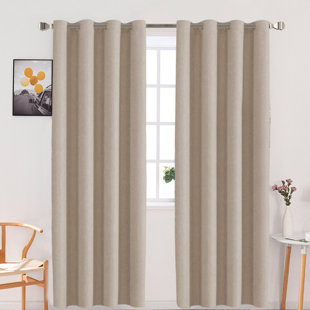 Linen Blackout Curtains for Bedroom / Living Room Thermal Insulated Grommet Curtain Drapes (Set of 2)