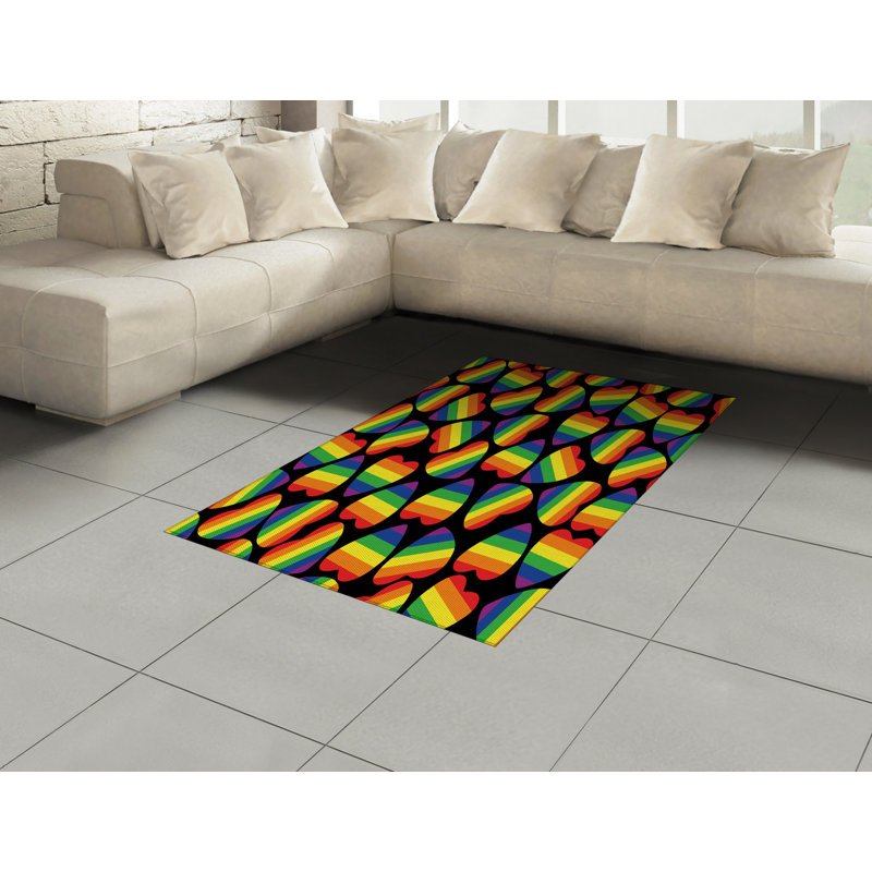 Rainbow High Density Long Fiber Poly Threads Decorative Area Rug Carpet, Rectangle 4' x 5'8"