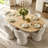 6 - Person Dining Table Sets With Extendabe Oval Table & 6 Upholstered Tweed Swivel Chairs-685923710