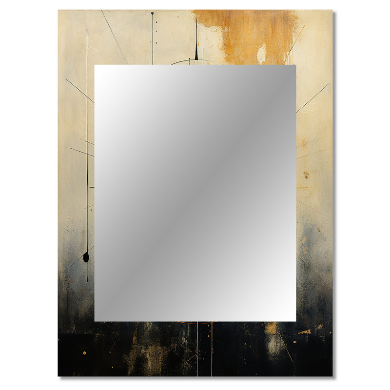 Experiencing Multi-Dimensionality Vintage Gold - Abstract Painting Decorative Mirror, Gold Wall Mirror, Printed Metal Art
