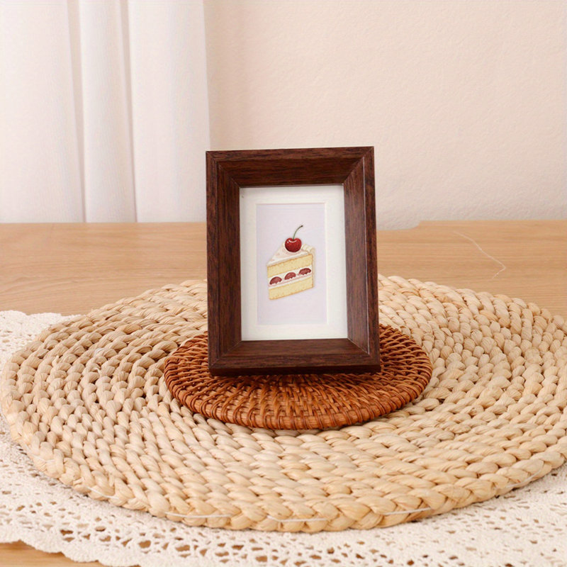 Mini cadre photo couleur noyer 3 pouces - Bois aggloméré avec placage et couvercle en verre véritable