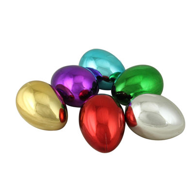Set of 6 Springtime Metallic Medium Size Easter Egg Decorations 3.5"