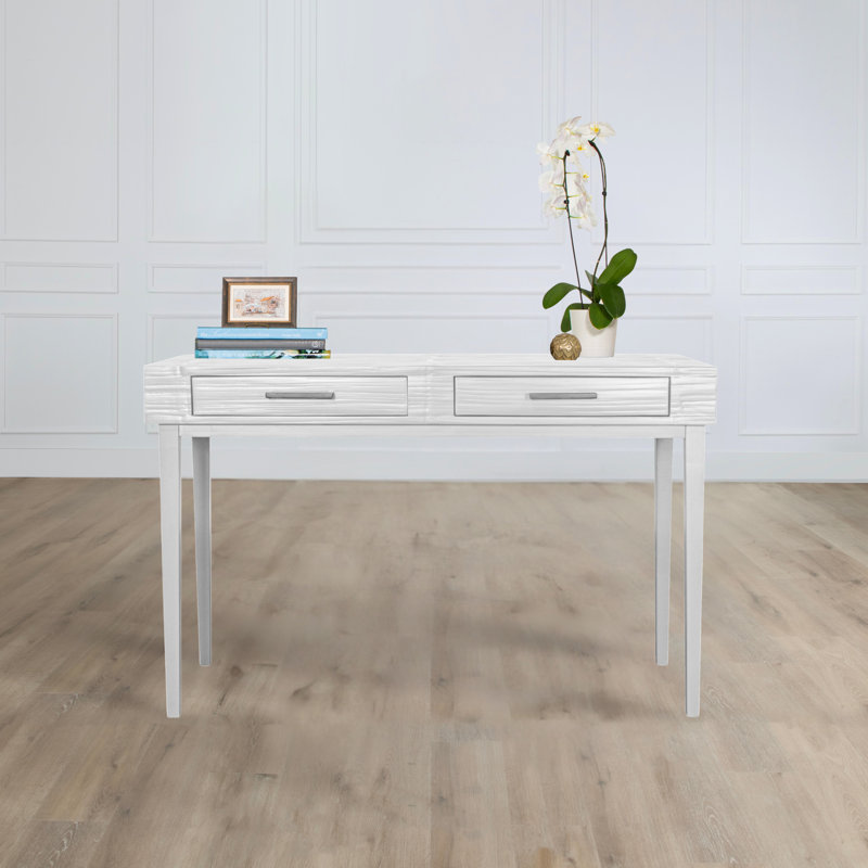 Bureau en bois massif Andros, Blanc