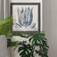 Indigo floral sur lin VI - reproduction encadrée de qualité supérieure - prêt à être accroché - impression encadrée sur papier-1607622981-1607623005-1607652894