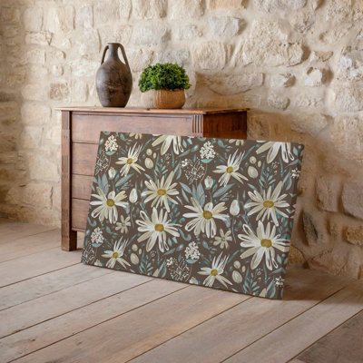 Toile un motif sans couture avec un tableau de délicates fleurs sauvages scandinaves délicatement illustrées dans un doux art mural sur toile