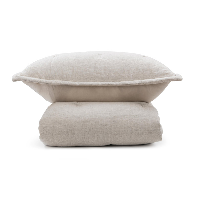 Talia Linen Comforter Set, Twin 1 sham + 1 comforter, Beige