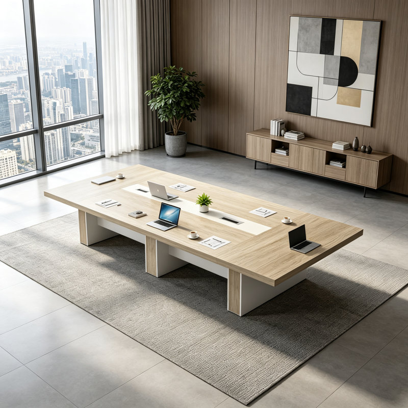 137.9 " MDF Rectangle Conference Table, Beige