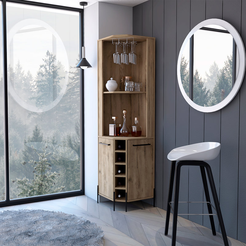 5-Bottle 2-Shelf Bar Storage Cabinet