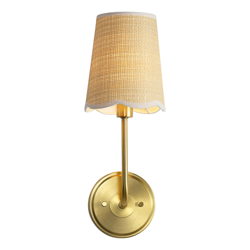 Lila Traditional Coastal Scalloped Fabric Shade/Metal LED Vanity Light, 1 Light