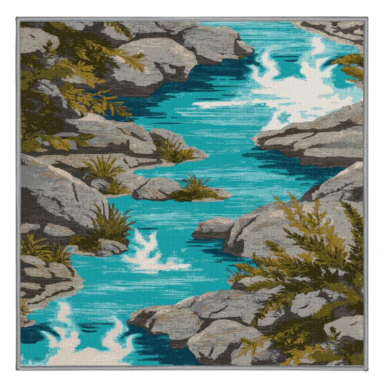 Tapis gris lavable à la machine, Carré 3 pi