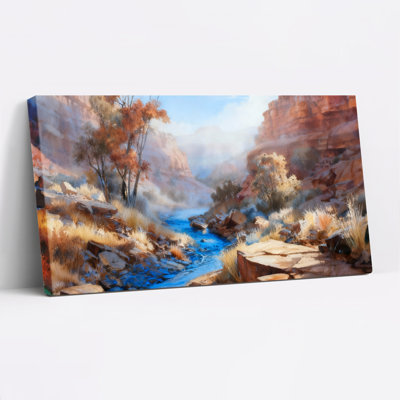 «Desert Canyon Stream Landscape», reproduction d'art sur toile tendue sur toile
