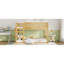 Lit superposé simple au-dessus d'un lit simple avec tablettes de rangement, lit superposé bas avec garde-corps en rotin, naturel-129591965