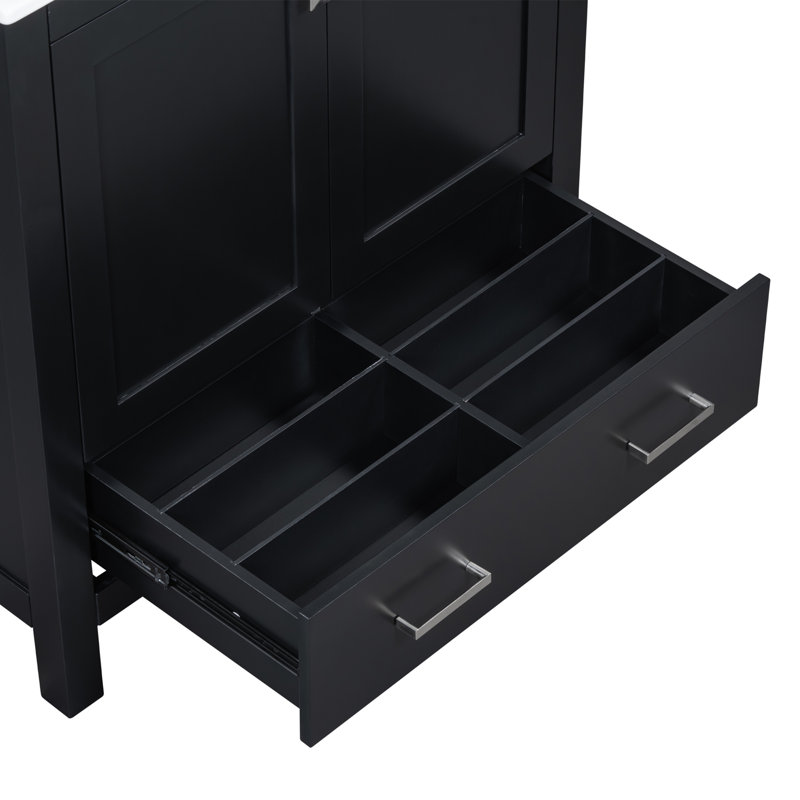 Ensemble de meuble-lavabo double 60 po, Noir, noir, noir, noir, Argent argent