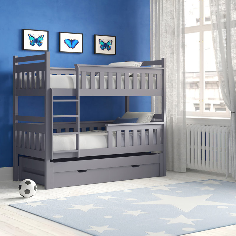 Arechiga 90 X 190cm Bunk Bed with Storage Included with Trundle Included, Left
