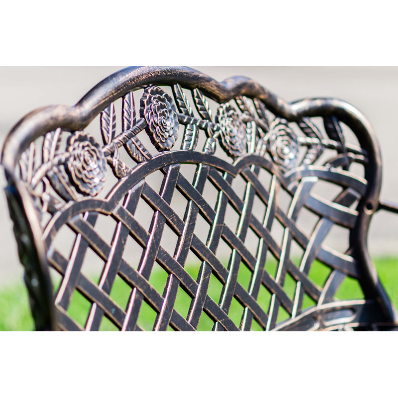  Crowe Lattice Design Garden Bench 42.5 Inch Long, Bronze